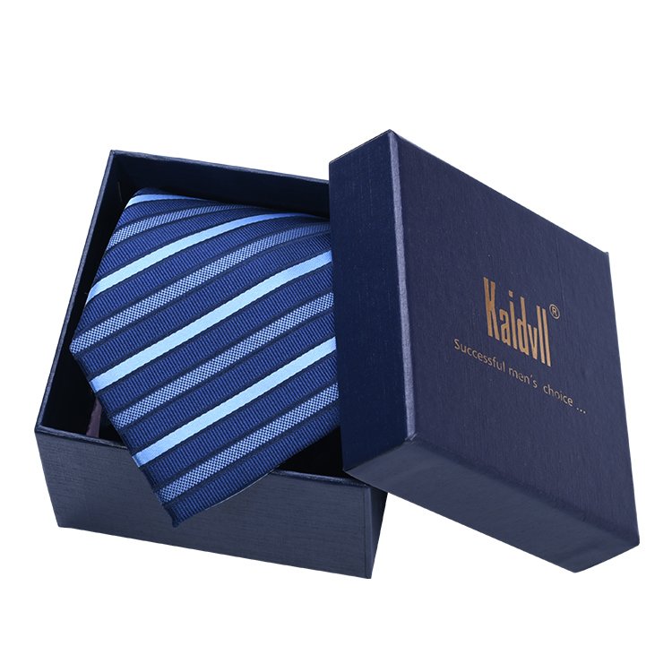 Wholesale cheap polyester Tie hidden blue gold striped men's Necktie