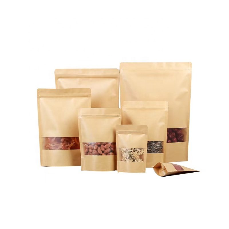 Reusable Custom Matte With Metallic Printed 1Kg 70Micron Brown Matt OPP/VMPET/PE Coffee Stand Up Packaging Bags With Window