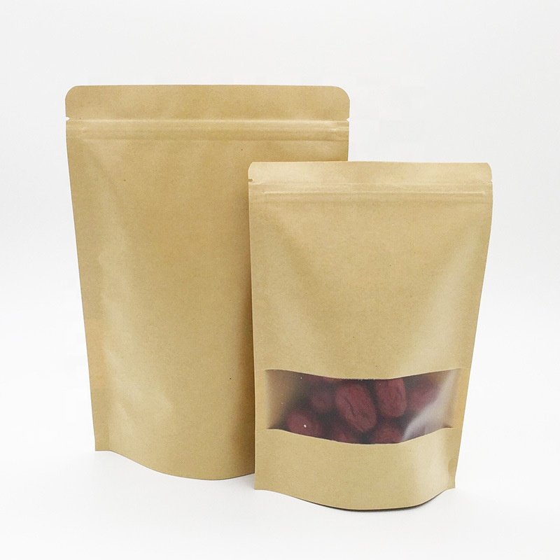Reusable Custom Matte With Metallic Printed 1Kg 70Micron Brown Matt OPP/VMPET/PE Coffee Stand Up Packaging Bags With Window