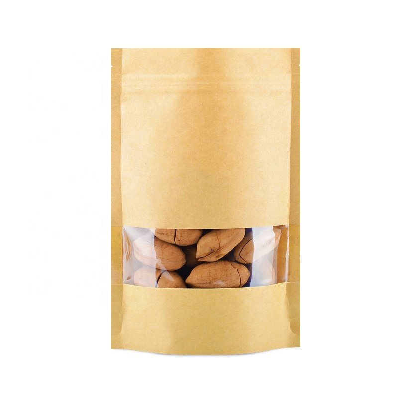 Reusable Custom Matte With Metallic Printed 1Kg 70Micron Brown Matt OPP/VMPET/PE Coffee Stand Up Packaging Bags With Window
