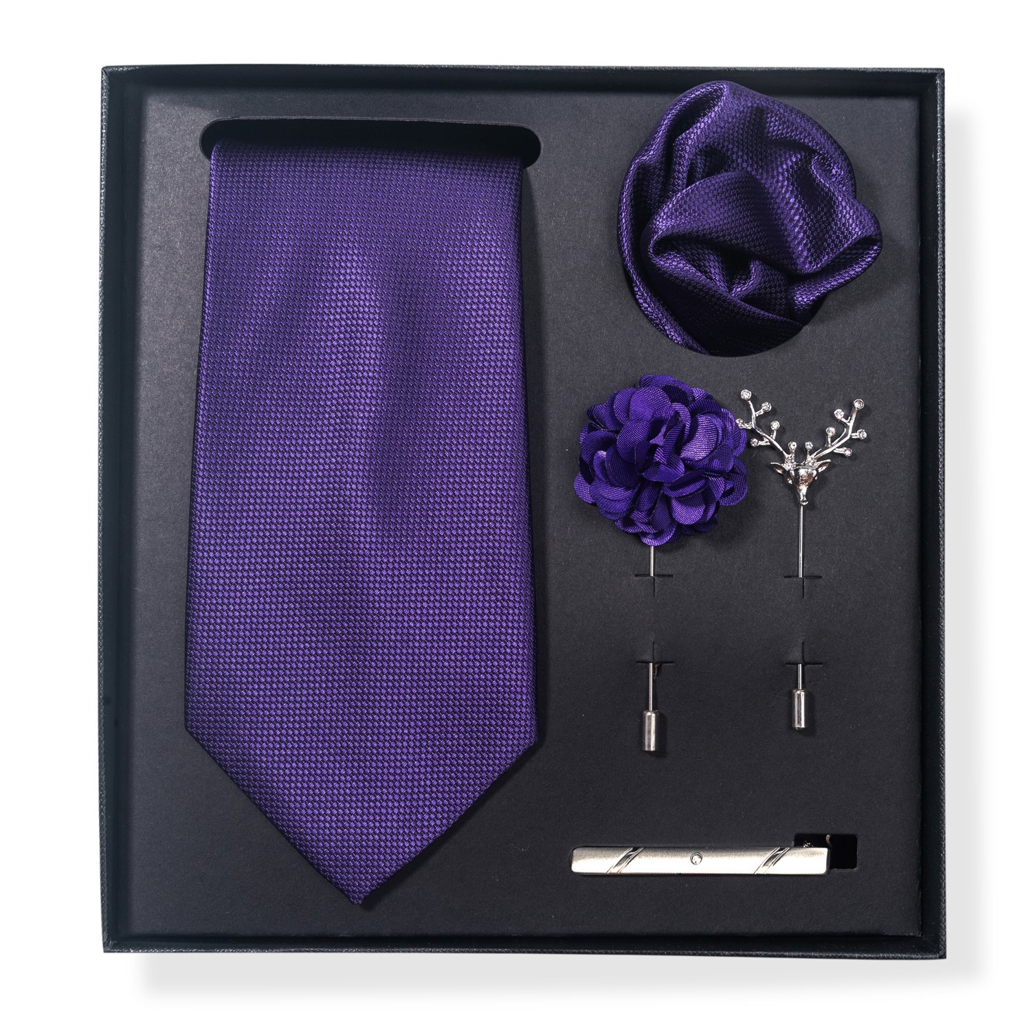 Brand Fashion Silk Handmade 8 cm Tie Sets Men's Neck Tie Handkerchiefs Lapel Pin Set Blue Floral Fit Formal Party