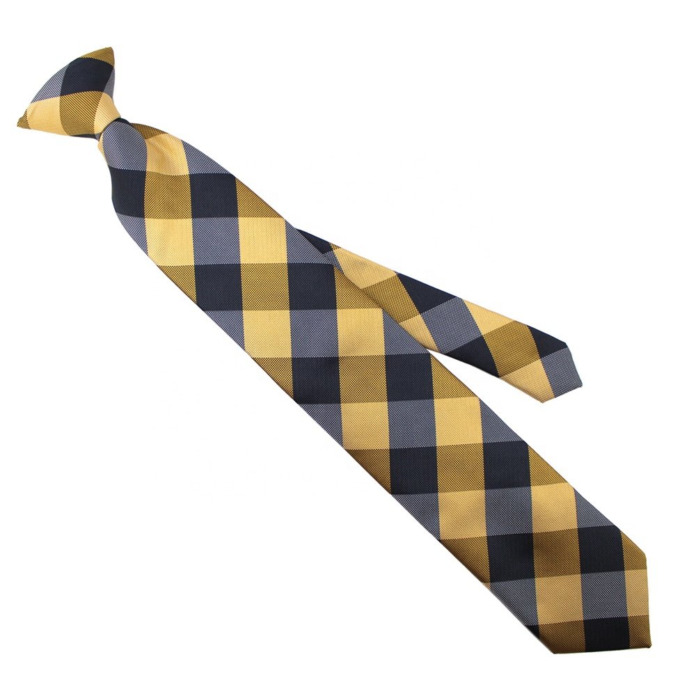 China Wholesale Necktie Simplify Matters Men Security Officer Easy Wear Durable 100 Polyester Woven Plaid Check Pretied Clip Tie
