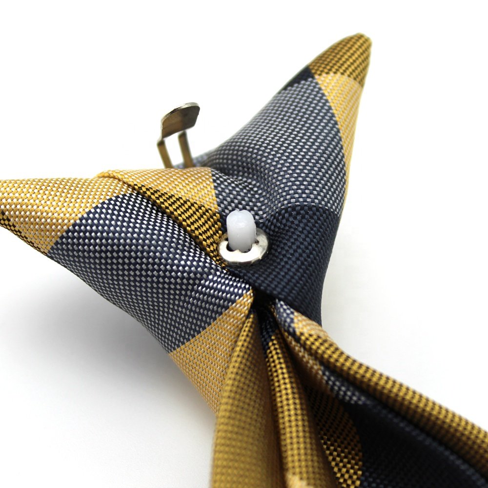 China Wholesale Necktie Simplify Matters Men Security Officer Easy Wear Durable 100 Polyester Woven Plaid Check Pretied Clip Tie