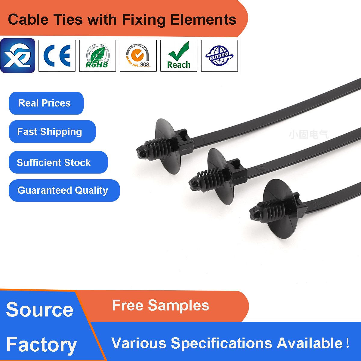 Fir Tree Head Push Mount Style Fixing Cable Zip Tie for Efficient Cable Management