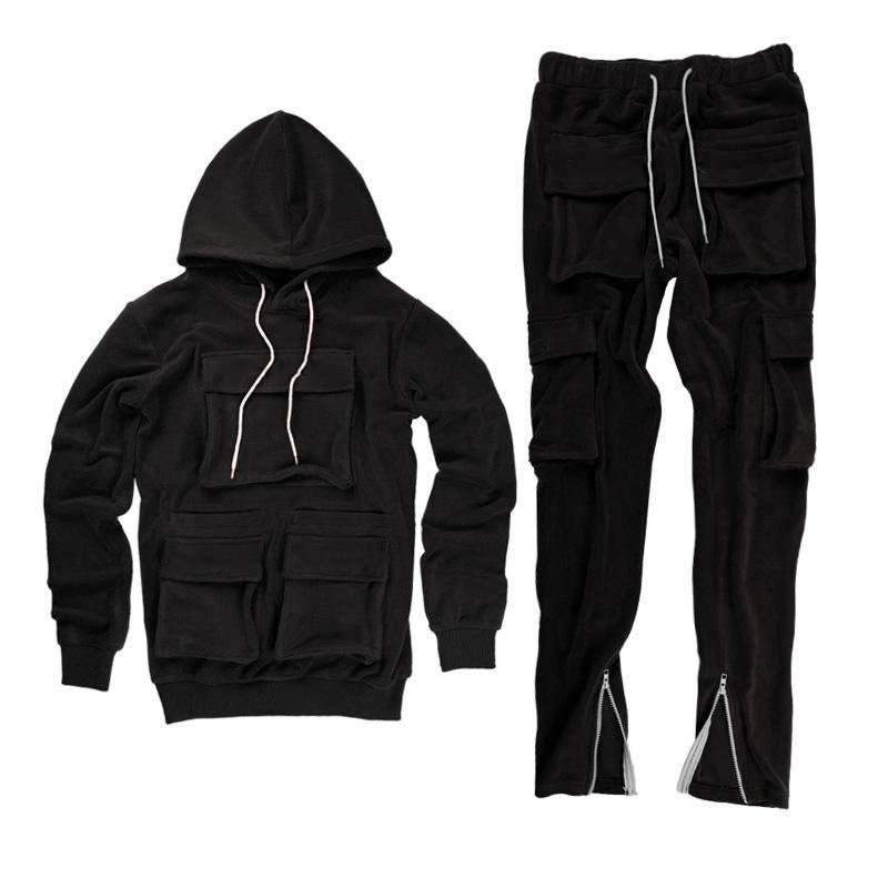 Wholesale Sweat Suits Stacked Sweatpants And Hoodie Set Streetwear Mens Tracksuits