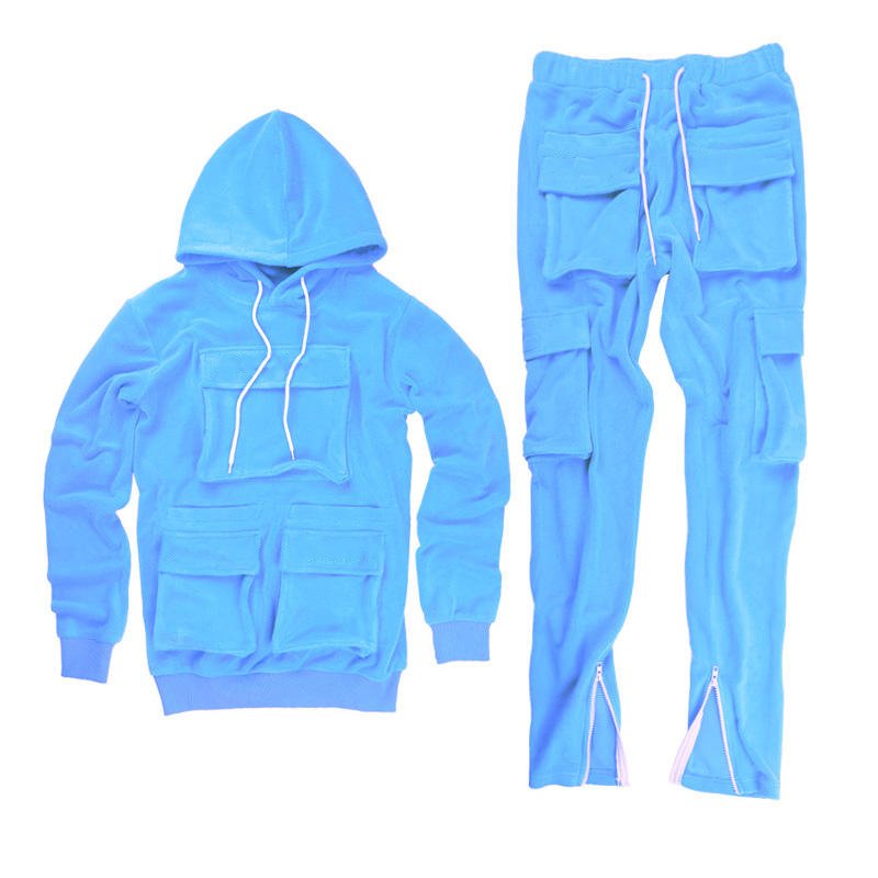 Wholesale Sweat Suits Stacked Sweatpants And Hoodie Set Streetwear Mens Tracksuits