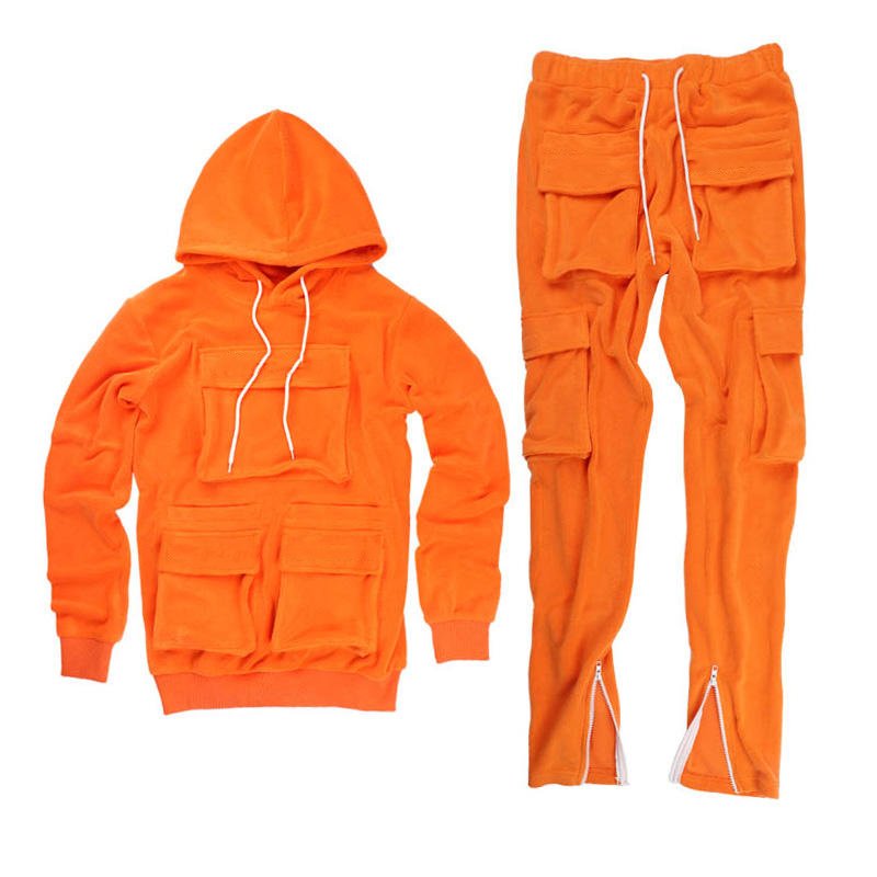 Wholesale Sweat Suits Stacked Sweatpants And Hoodie Set Streetwear Mens Tracksuits