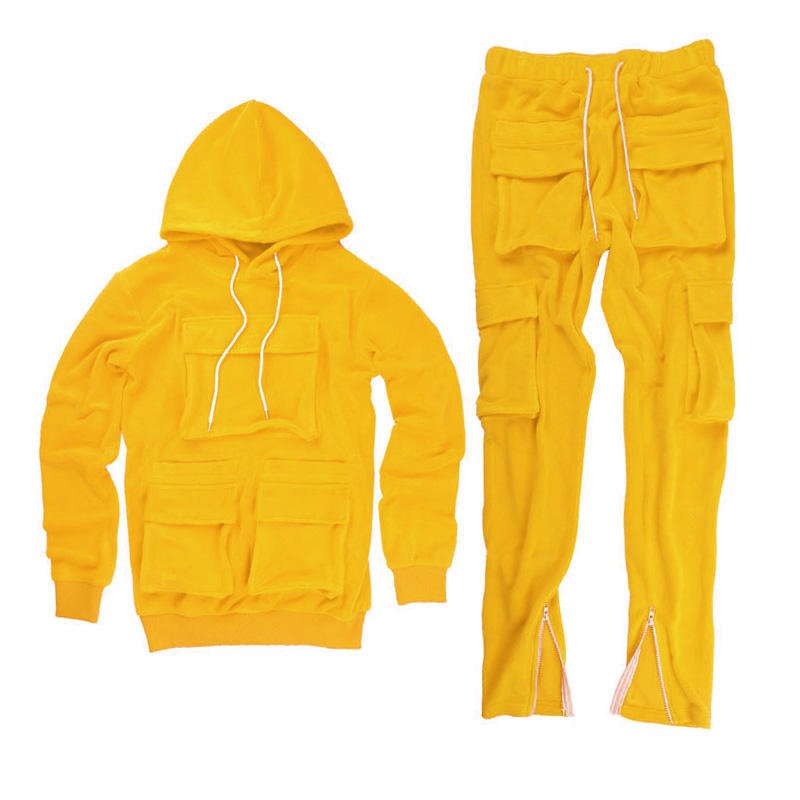 Wholesale Sweat Suits Stacked Sweatpants And Hoodie Set Streetwear Mens Tracksuits