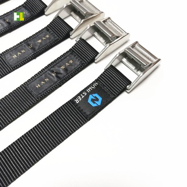 Heavy duty stainless steel cam buckle kayak tie down straps with custom logo label