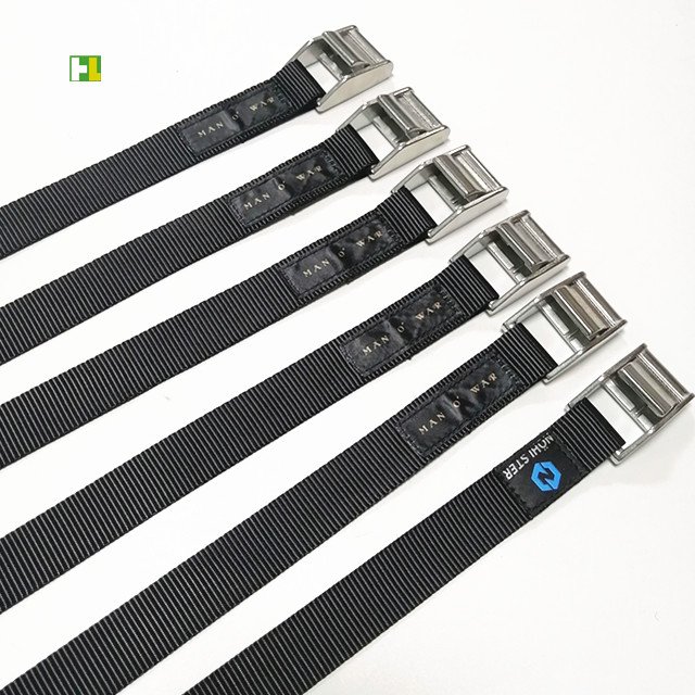 Heavy duty stainless steel cam buckle kayak tie down straps with custom logo label
