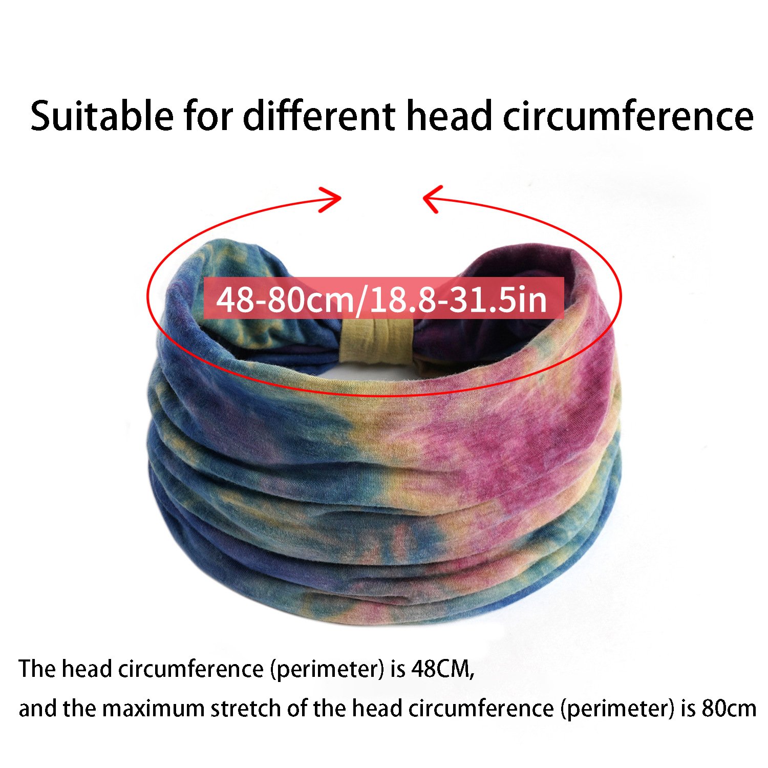 Stretch Rainbow Yoga Sports Head Wraps Elastic Sweat Twist Knotted Thick Wide Tie Dye Turban Headbands For Women