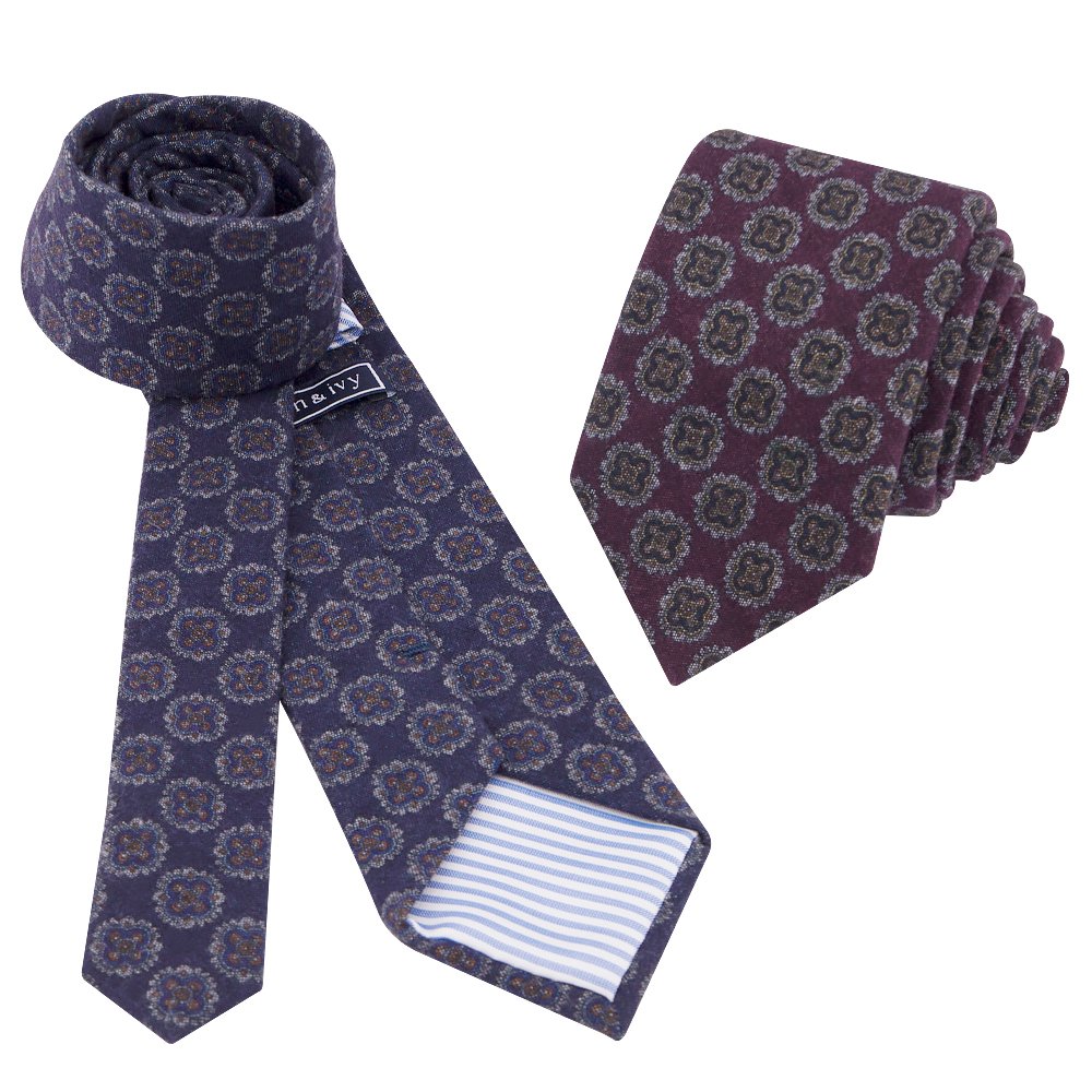 Manxiang Men Classic Handmade Plaid Floral Microfiber Woven Polyester Tie