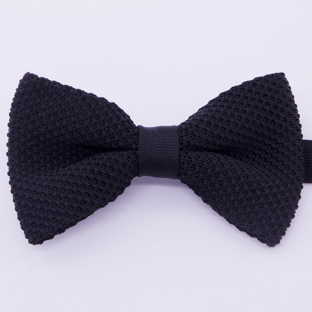 Best Design Wholesale Good Price Men's Knitted Bow Tie OEM Service 100% Polyester Solid Color Knit Bow Tie For Business Men