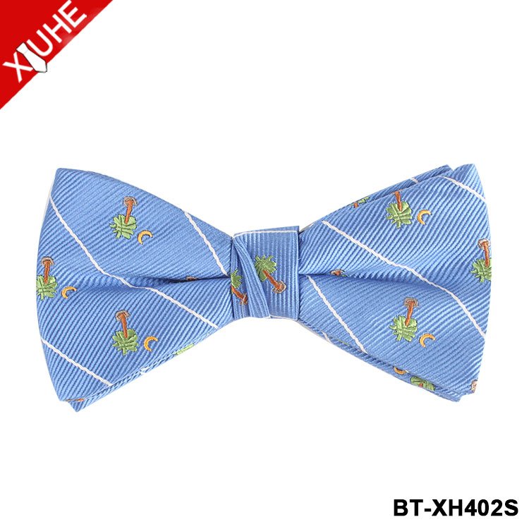 Fashion Red Blue Bow Tie Girls Cartoon Pattern Striped Bowtie Woven Custom Silk Bow Ties