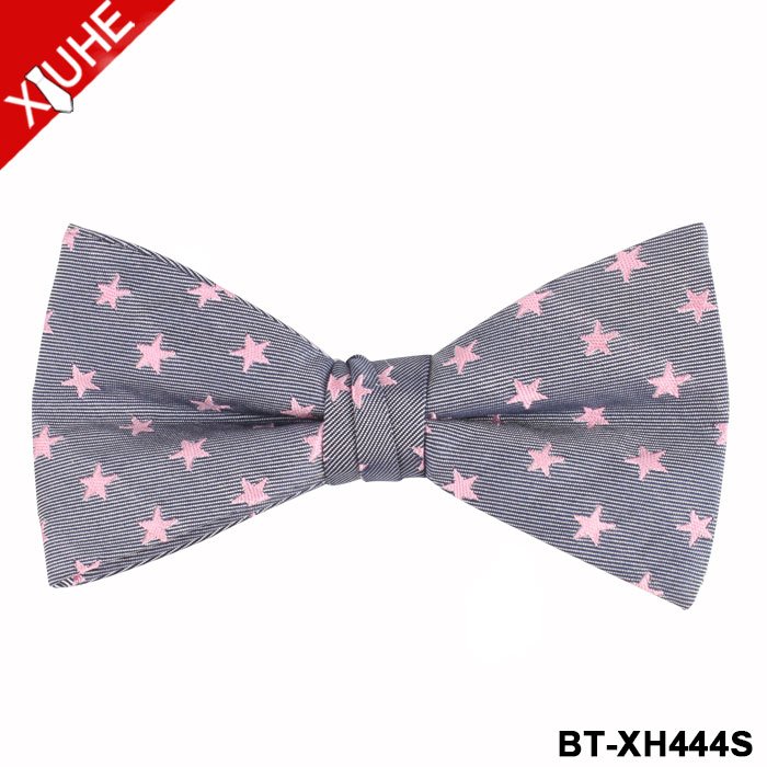 Fashion Red Blue Bow Tie Girls Cartoon Pattern Striped Bowtie Woven Custom Silk Bow Ties