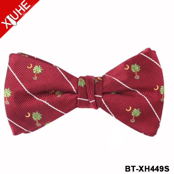 Fashion Red Blue Bow Tie Girls Cartoon Pattern Striped Bowtie Woven Custom Silk Bow Ties