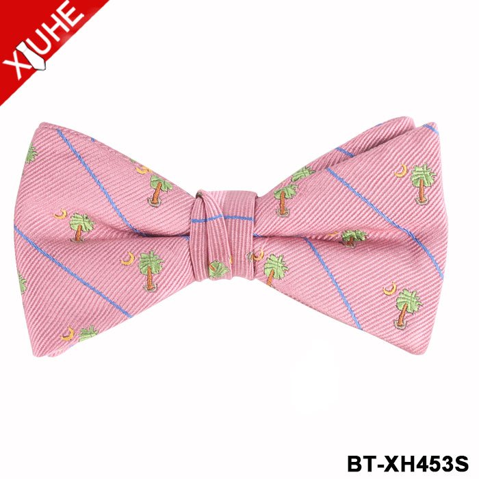 Fashion Red Blue Bow Tie Girls Cartoon Pattern Striped Bowtie Woven Custom Silk Bow Ties