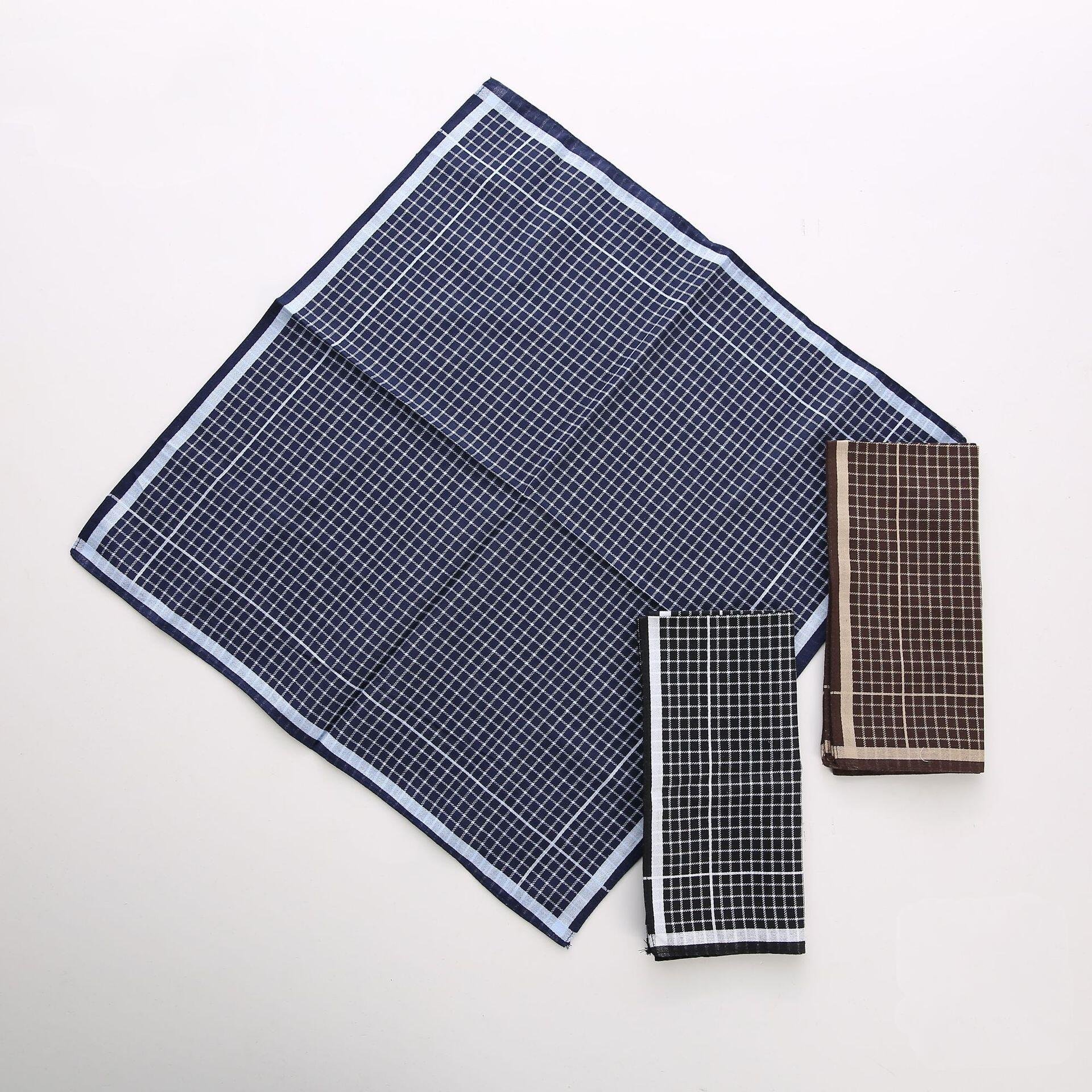Pre-folded Dark Cotton 43cm Men's Square Handkerchief High-end Business Combed Cotton Custom Low Price Custom Pattern