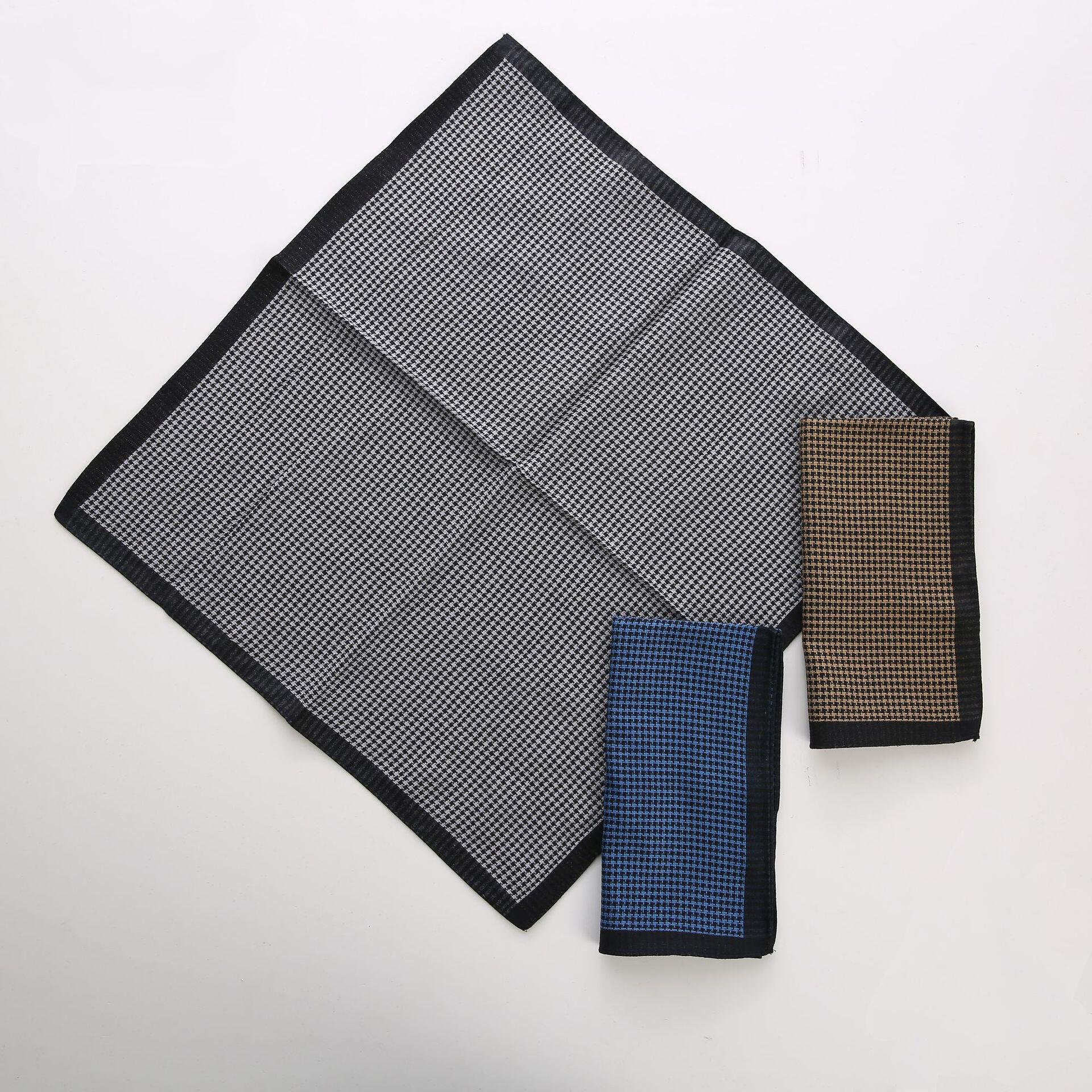 Pre-folded Dark Cotton 43cm Men's Square Handkerchief High-end Business Combed Cotton Custom Low Price Custom Pattern