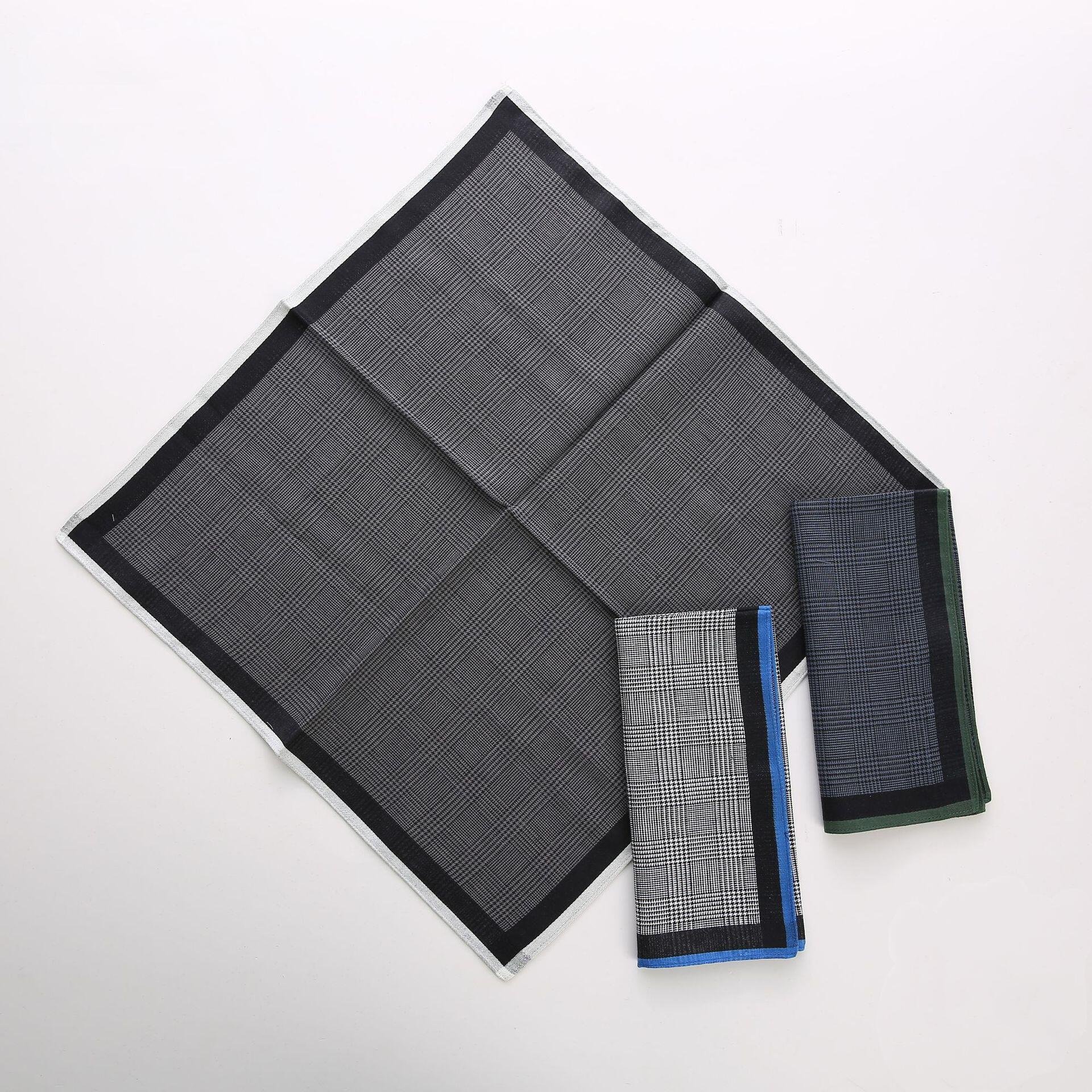 Pre-folded Dark Cotton 43cm Men's Square Handkerchief High-end Business Combed Cotton Custom Low Price Custom Pattern