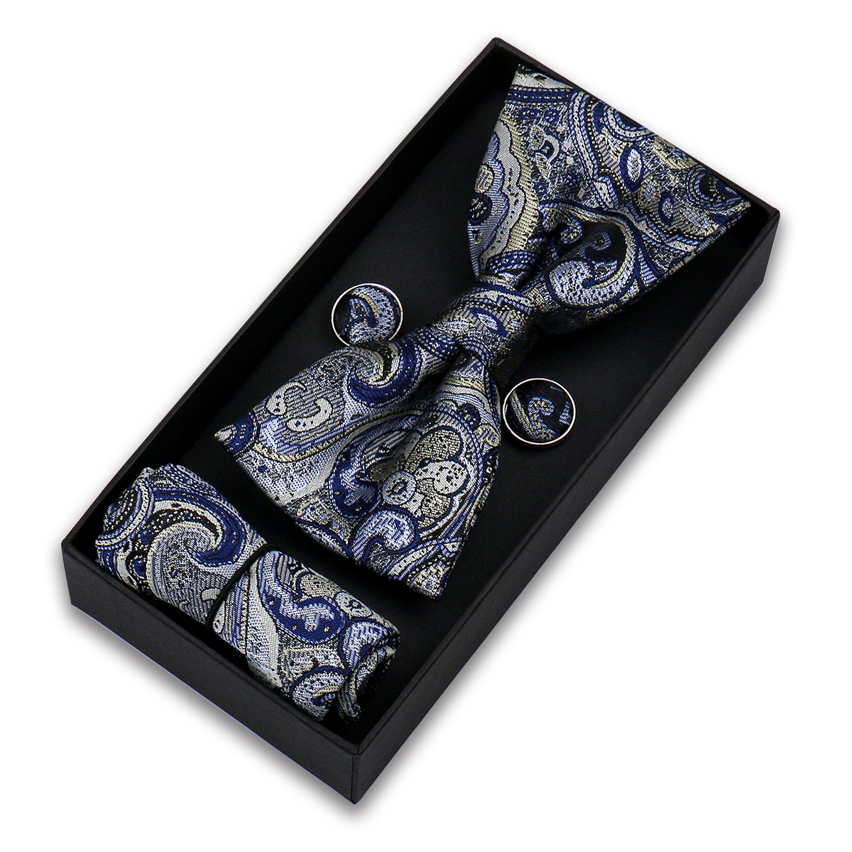 Wholesale Butterfly Bow Tie Gift Box Silk Bow Tie For Men Wedding Man Bowtie And Pocket Square Cufflinks In Box