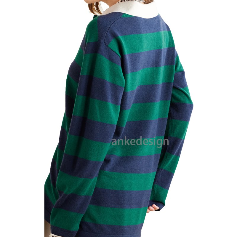 Custom Brand Logo 100% Cotton Custom Rugby Shirt Long Sleeve Unisex Classic Polo Shirts Jersey Striped Rugby Shirt