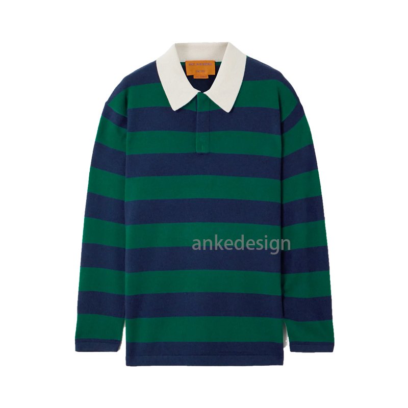 Custom Brand Logo 100% Cotton Custom Rugby Shirt Long Sleeve Unisex Classic Polo Shirts Jersey Striped Rugby Shirt