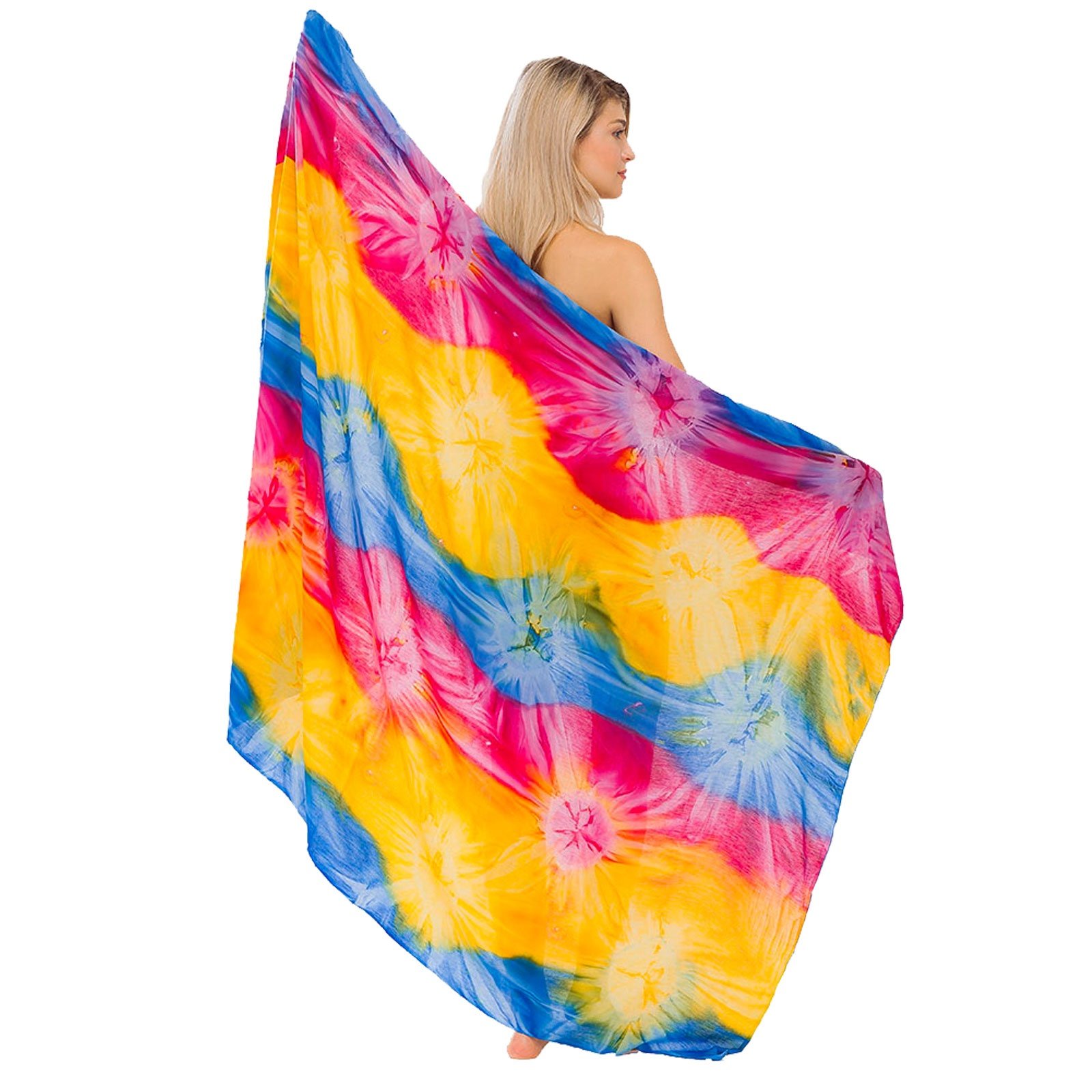 NEW design women sarong beach wear cover up tie dye colorful combination rayon fabric sarong wrap bikini swimsuit