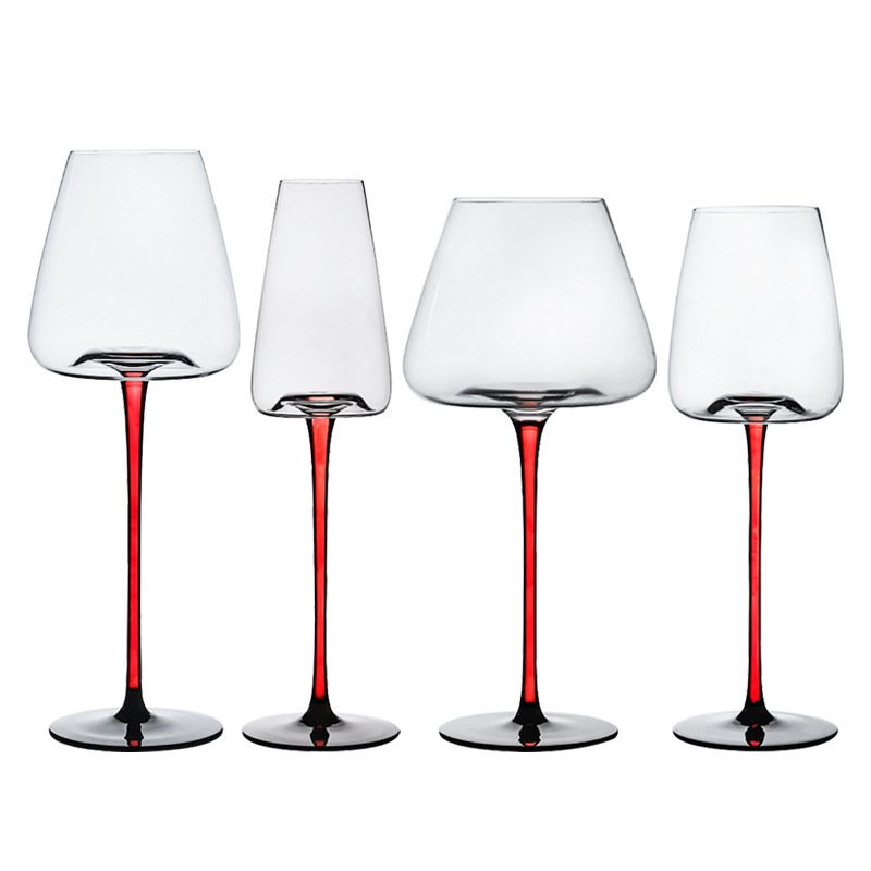 Hot Sale Red Wine Glasses Bubble Wrap Black Bow Tie Crystal Red Wine Glasses Burgundy Big Belly Set