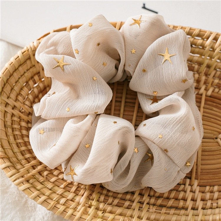 Chiffon fabric star shaped headband simple Korean headband simple rope rubber band candy colored rubber band simple headband