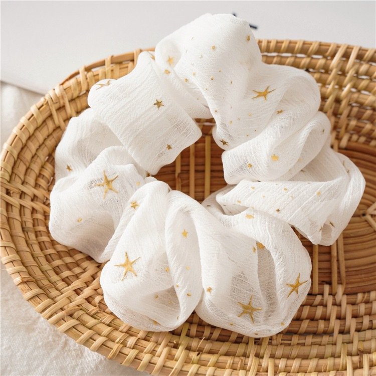 Chiffon fabric star shaped headband simple Korean headband simple rope rubber band candy colored rubber band simple headband