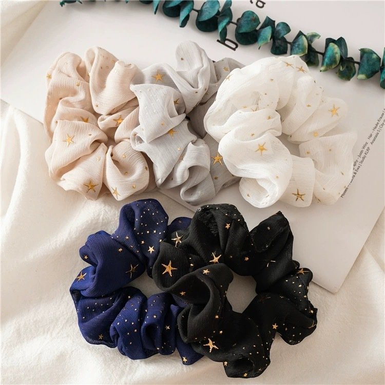 Chiffon fabric star shaped headband simple Korean headband simple rope rubber band candy colored rubber band simple headband