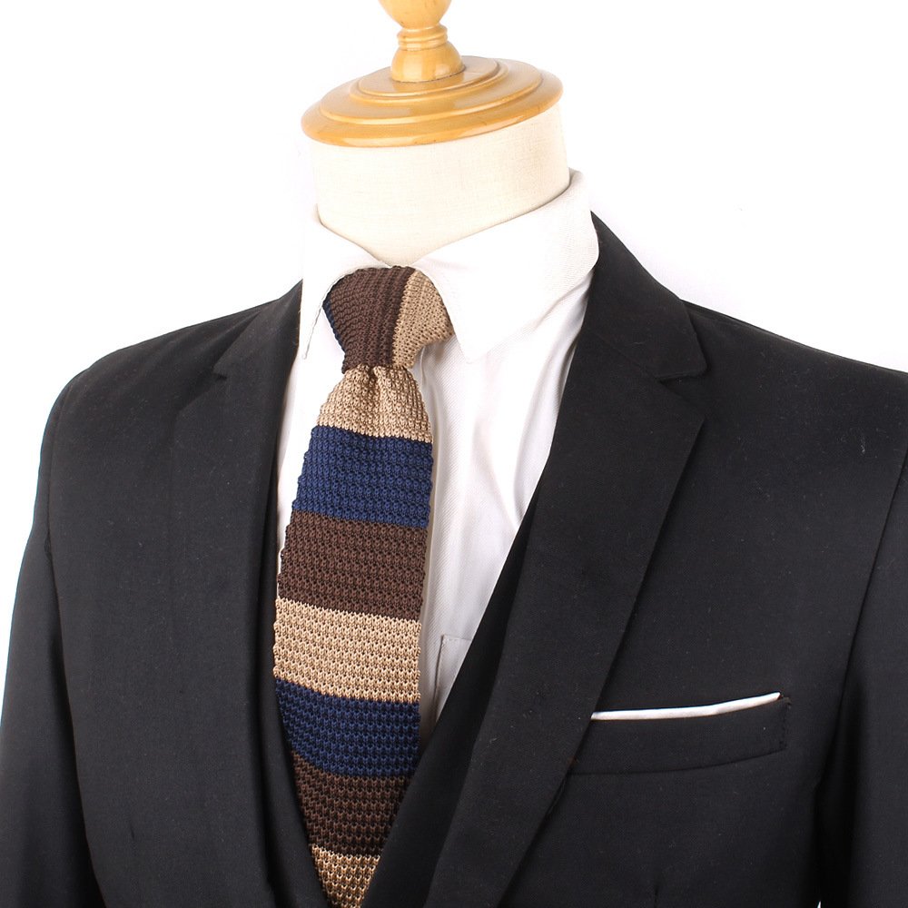 Men Business Fashion Casual High Quality Knit Tie Pure Color Pointed Bottom 7cm Width Polyester Knitted Neckties