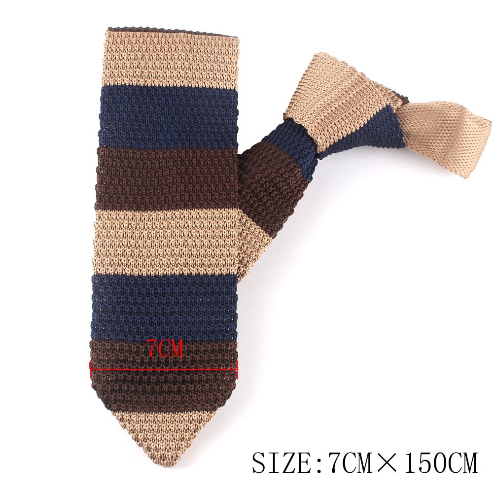 Men Business Fashion Casual High Quality Knit Tie Pure Color Pointed Bottom 7cm Width Polyester Knitted Neckties