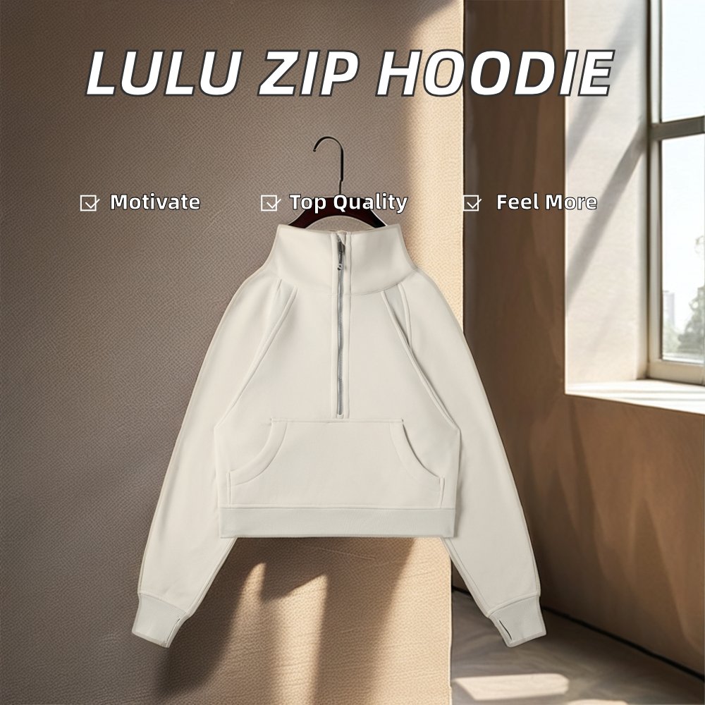 New Women's Loose-Legged Long-Sleeved Casual Sweatshirt Zipper Solid Color Lulu Jackets Plus Fleece Seamless