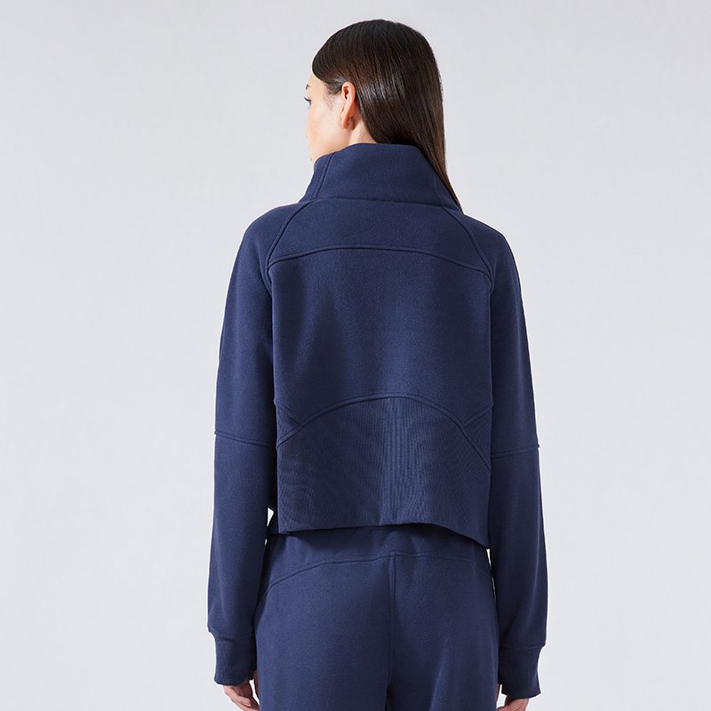 New Women's Loose-Legged Long-Sleeved Casual Sweatshirt Zipper Solid Color Lulu Jackets Plus Fleece Seamless