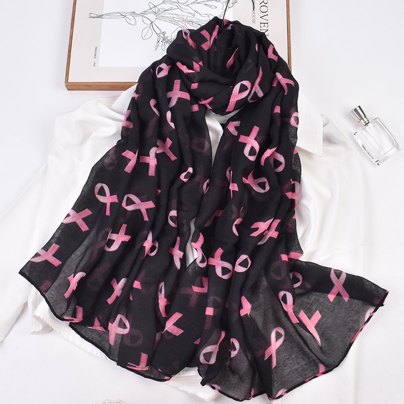 Custom digital Global breast cancer Prevention Activity Pink Ribbon Care Day Sign Printed Women's Scarf Long Scarf Shawl