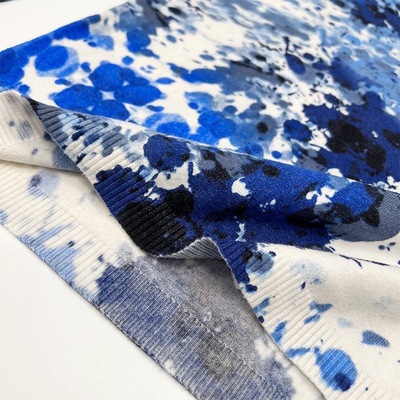 2024 NWT Pullover Tunic Blouse Women's O Neck Shirts Casual Tops Loose Fit Blouses Blue Tie Dye Shirt Womens Top Sweatshirt