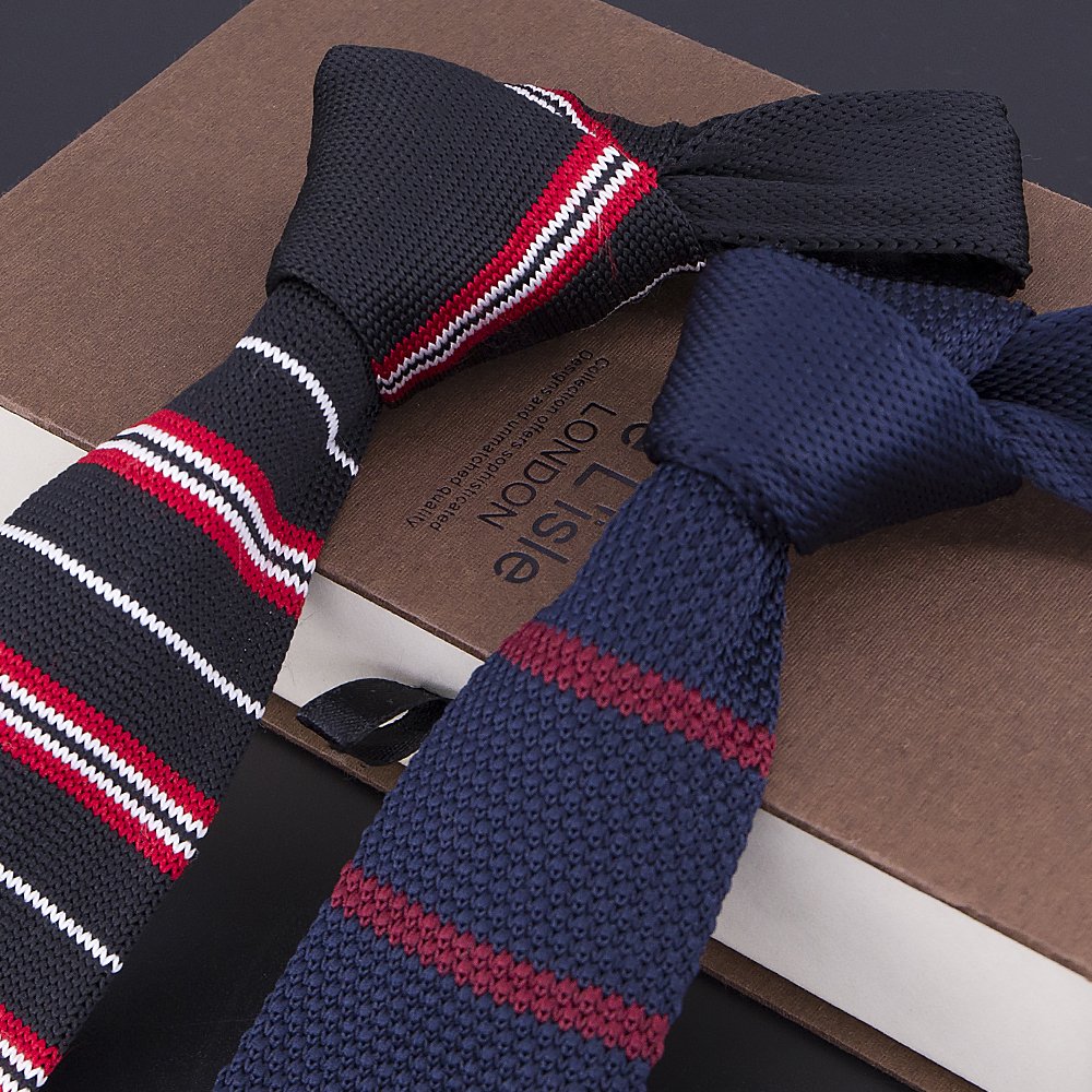 Hamocigia Elegant Skinny Slim Polka Dot Stripe Polyester Custom Knitted Ties