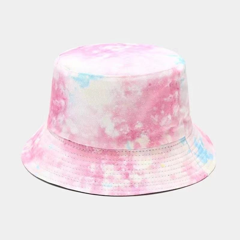 Wholesale Custom LOGO Fashion Tie dye Printing Colorful Rainbow Bucket Hat Double Sided Reversible Custom Bucket Hats