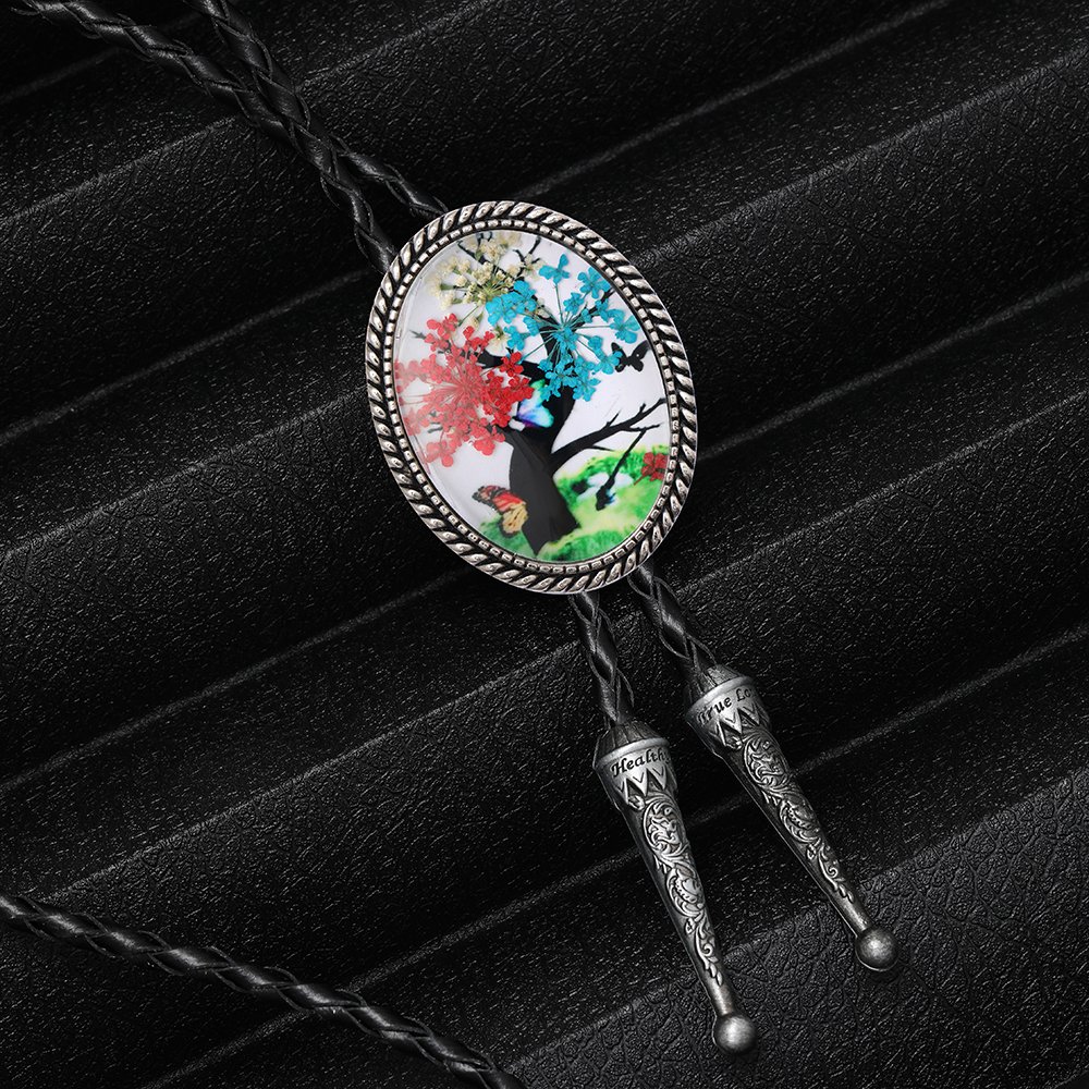 Bolo Tie for Men Western Cowboy Printing Animals Leather Necktie Rope Cord Pendant Bola Tie