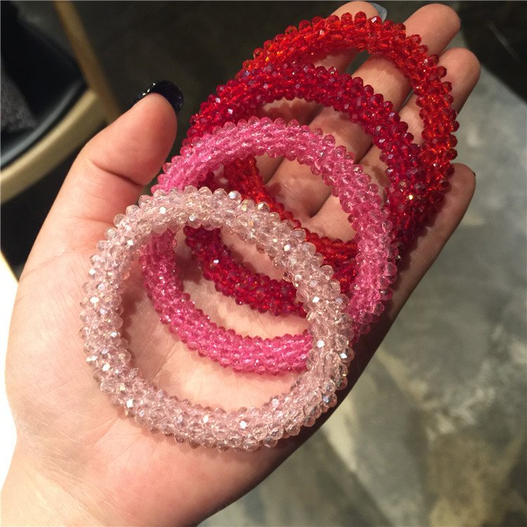 Colorful Crystal Elastic Hair Bands Girls Hair Ties Headwear Ornament Accessories Ponytail Scrunchies Hairband