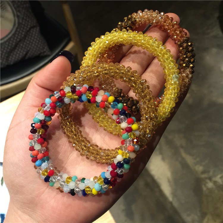 Colorful Crystal Elastic Hair Bands Girls Hair Ties Headwear Ornament Accessories Ponytail Scrunchies Hairband