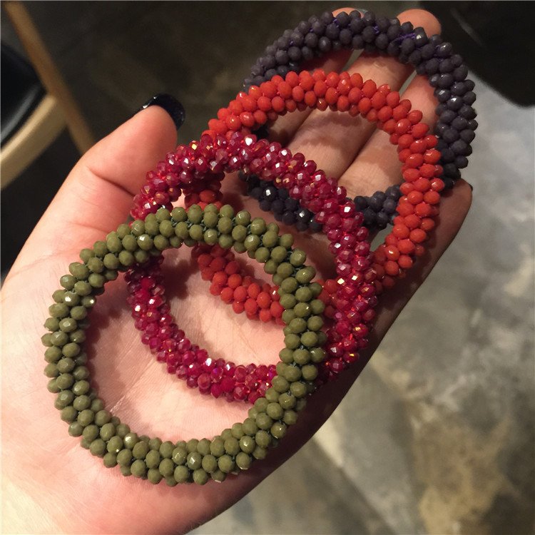 Colorful Crystal Elastic Hair Bands Girls Hair Ties Headwear Ornament Accessories Ponytail Scrunchies Hairband