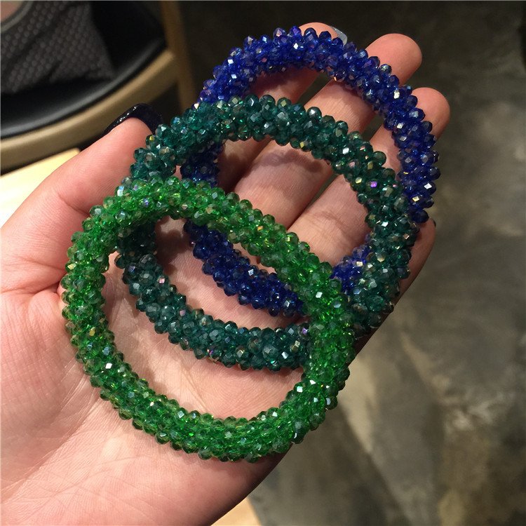 Colorful Crystal Elastic Hair Bands Girls Hair Ties Headwear Ornament Accessories Ponytail Scrunchies Hairband