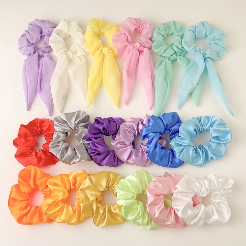 Led Bright Party Hair Ties Ponytail Light Up luminous Glow Rainbow Party Silk Satin Scrunchies For Girls