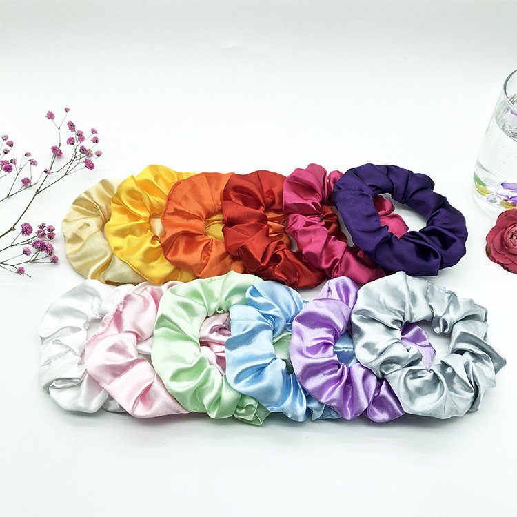 Led Bright Party Hair Ties Ponytail Light Up luminous Glow Rainbow Party Silk Satin Scrunchies For Girls