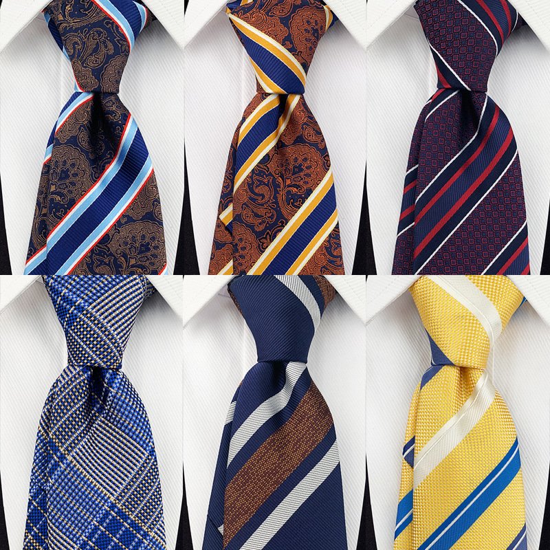 All Stock Striped Pattern Navy Blue and White Wedding Silk Necktie for Groom