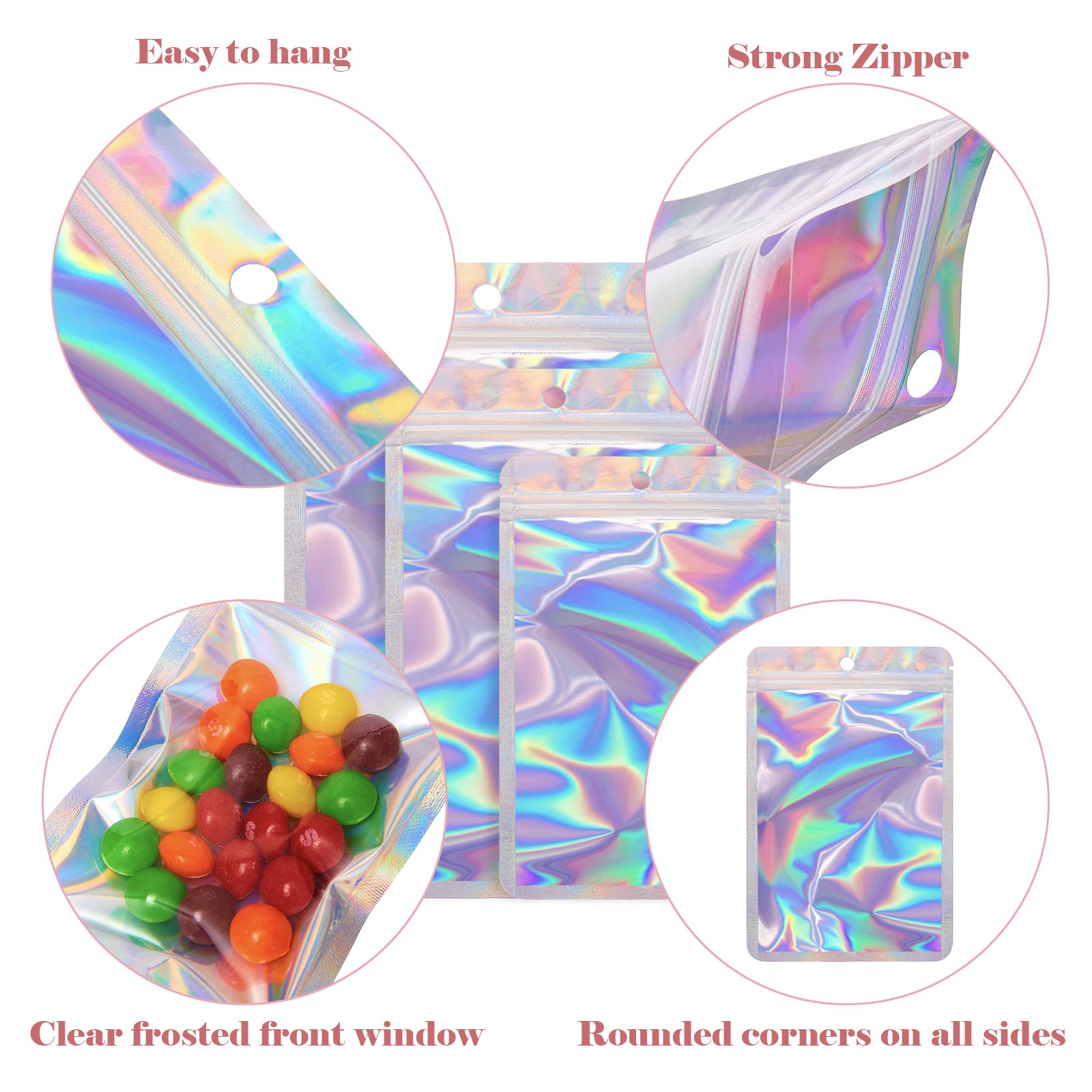 Custom Printed Reusable Plastic Heat Seal Mini Ziplock Baggies Smell Proof Zipper Plastic Bag Resealable Smell Proof Mylar Bags