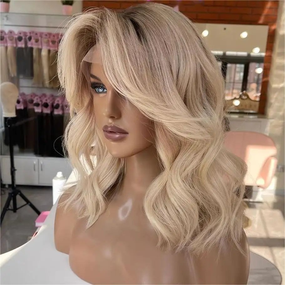 Blonde Color Body Wave Top Grade Virgin European Human Hair Pre-pulcked Hairline Glueless Hand Tied HD Silk Base Lace Front Wig
